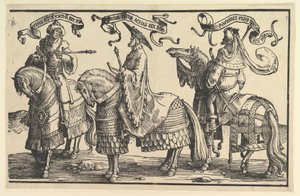 Akaz, Ezekias, Manasse, fra De tolv konger af Israel, ca. 1520. af Lucas van Leyden