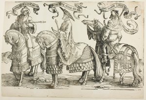 Ahaz, Ezekias, Manasse, plade fire, fra De Tolv Konger af Israel af Lucas van Leyden