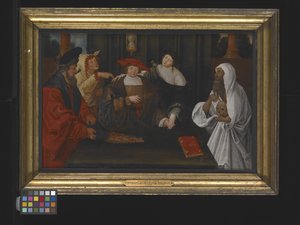 Allegori om ungdom krydser mellem berømmelse og dårskab (olie på træ) af Lucas van Leyden