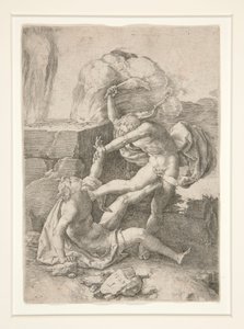 Kain, der dræber Abel, fra Adam og Evas historie af Lucas van Leyden