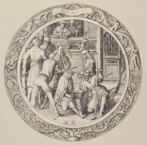 Kristus kronet med torne, fra Circular Passion, 1509. af Lucas van Leyden