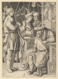 David spiller harpe for Saul af Lucas van Leyden