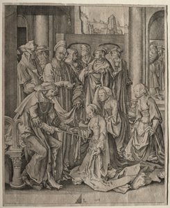 Esther før Ahasverus, 1518. af Lucas van Leyden