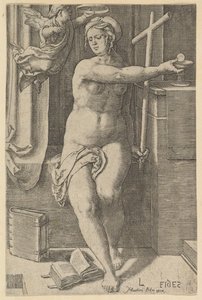 Faith, fra serien De syv dyder, 1530. af Lucas van Leyden