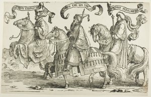 Joram, Uzzija, Jotam, plade tre, fra De tolv konger af Israel af Lucas van Leyden