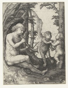 Dreng med blæseinstrument af Lucas van Leyden