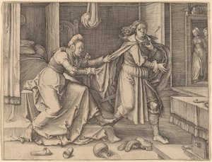 Joseph undslipper Potifars kone af Lucas van Leyden