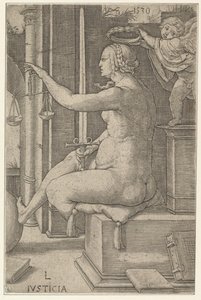Retfærdighed, fra serien The Virtues, 1530. af Lucas van Leyden