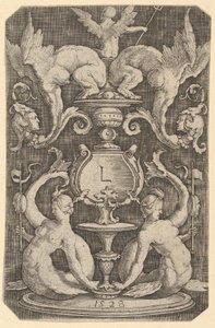 Panel af ornament med to sirener, 1528. af Lucas van Leyden