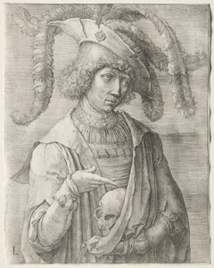Portræt af en ung mand med et kranium, ca. 1519. af Lucas van Leyden