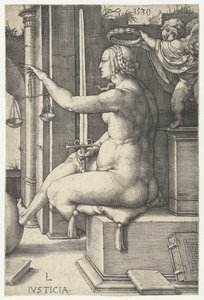 Retfærdighed Iusticia (titel på objekt) Seven Virtues (serietitel) af Lucas van Leyden