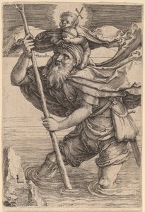 Sankt Christopher bærer Kristusbarnet af Lucas van Leyden