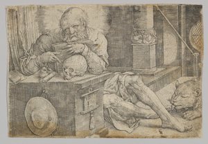 Sankt Hieronymus i hans Studie, 1521. af Lucas van Leyden