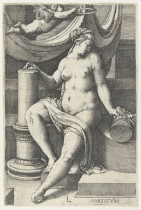 God bedring Vortitudo (titel på objekt) Seven Virtues (serietitel) af Lucas van Leyden