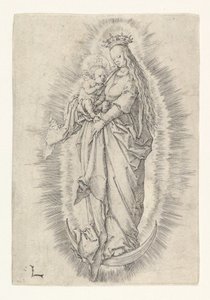 Den kronede jomfru med barn i herlighed, ca. 1512. af Lucas van Leyden