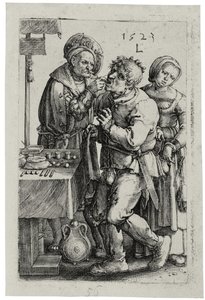 Tandlægen, 1523 af Lucas van Leyden