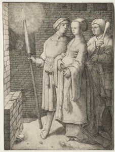 Manden med faklen og en kvinde efterfulgt af et fjols af Lucas van Leyden