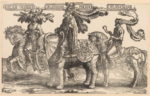 De ni helte: Hector af Troja, Alexander af Makedonien, Julius Cæsar, 1515-1517. af Lucas van Leyden