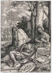 Kvindernes magt: Samson og Delila, ca. 1512 (træsnit) af Lucas van Leyden