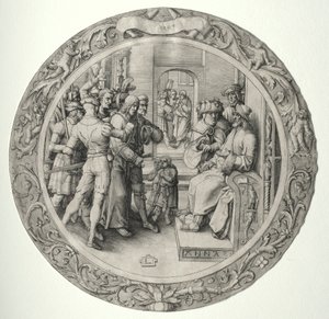 Den runde lidenskab: Kristus før ypperstepræsten, 1509. af Lucas van Leyden