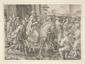 Mordokajs triumf, Esther 6.11 af Lucas van Leyden