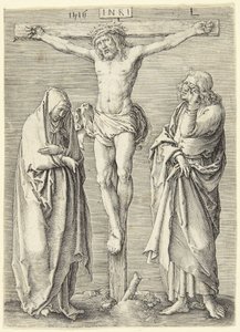 Jomfruen og Sankt Johannes ved korsets fod af Lucas van Leyden