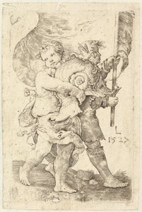 To drenge med hjelm og standard, 1527. af Lucas van Leyden