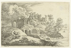 Ruiner ved en sø Små landskaber efter Titian (serietitel)