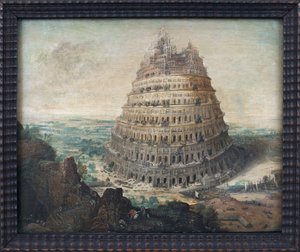 Babel-tårnet. Maleri af Lucas Van Valkenborch (ca. 1535-1597), olie på træ, flamsk kunst af Lucas van Valckenborch