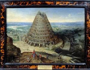 La Tour de Babel-maleri af Lucas van Valckenborch (1530-1597) 1594 søn. 0,41 x 0,56 m - Babelstårnet. Maleri af Lucas van Valckenborch (1530 -1597)