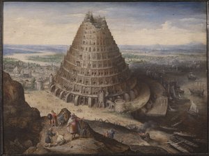 Babelstårnet (olie på panel) af Lucas van Valckenborch