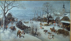 Vinter. En landsby under sneen (maleri