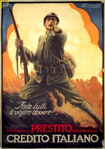 Italiensk propagandaplakat, der reklamerer for krigsobligationer