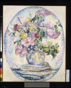 Vase Of Flowers, dato ukendt (olie på lærred) af Lucie Consturier