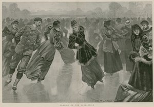Skøjteløb på Serpentine, Hyde Park, London (kobberstik)