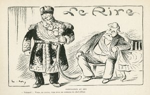 Illustration i Le Rire, 27/07/12 - Tillid til beyen - Kolonisering - Fallieres Armand (1813-1941), Naceur Bey (Mohamed el-Naceur Bey) (1855-1922) (gravering) af Lucien Metivet