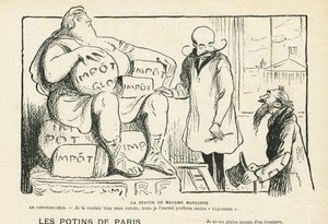 Illustration i Le Rire, 29/02/08 - Statuen af ​​Madame Marianne (gravering) af Lucien Metivet