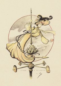 Undersøgelse af en vejrhane (farve litho) af Lucien Metivet