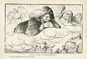 illustration i Le Rire, 21/06/13 - Fra toppen af himlen, hans sidste hvilested (gravering) af Lucien Metivet