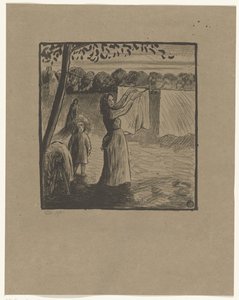 Ophængning af vasketøjet af Lucien Pissarro