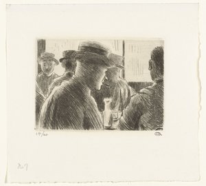 Mænd på en cafe af Lucien Pissarro