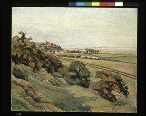 Rye From Cadborough, Sunset (olie på lærred) af Lucien Pissarro