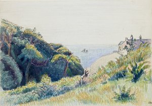 Kystvagtens hus, Ecclesbourne, 1918 af Lucien Pissarro