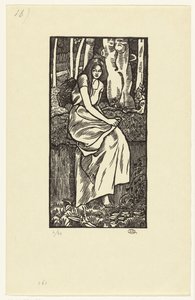 Kvinde i en skov Skovpige af Lucien Pissarro