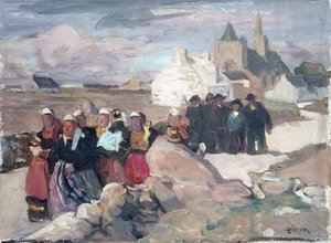 Bretonske mænd og kvinder, ca. 1909 (olie på lærred)