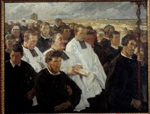Procession til Penmarch i Bretagne Maleri af Lucien Simon (1861-1945) 1900 Søn. 1,36x1,75 m Paris, musee d