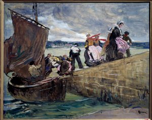 Smugleren ved Sainte Marine i Bretagne Maleri af Lucien Simon (1861-1945) 1907 Rennes, Musee des Beaux Arts