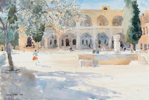 Batei Mahase Square, Old Jerusalem, 2019 (w/c på papir) af Lucy Willis