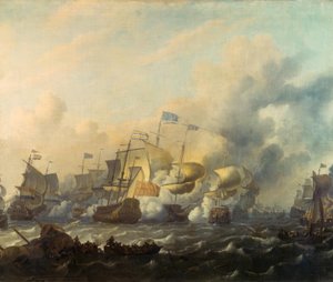 Et søslag mellem hollænderne og englænderne af Ludolf Backhuysen