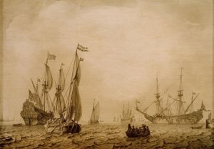 Skibe i Vlissingens rede (?) af Ludolf Backhuysen